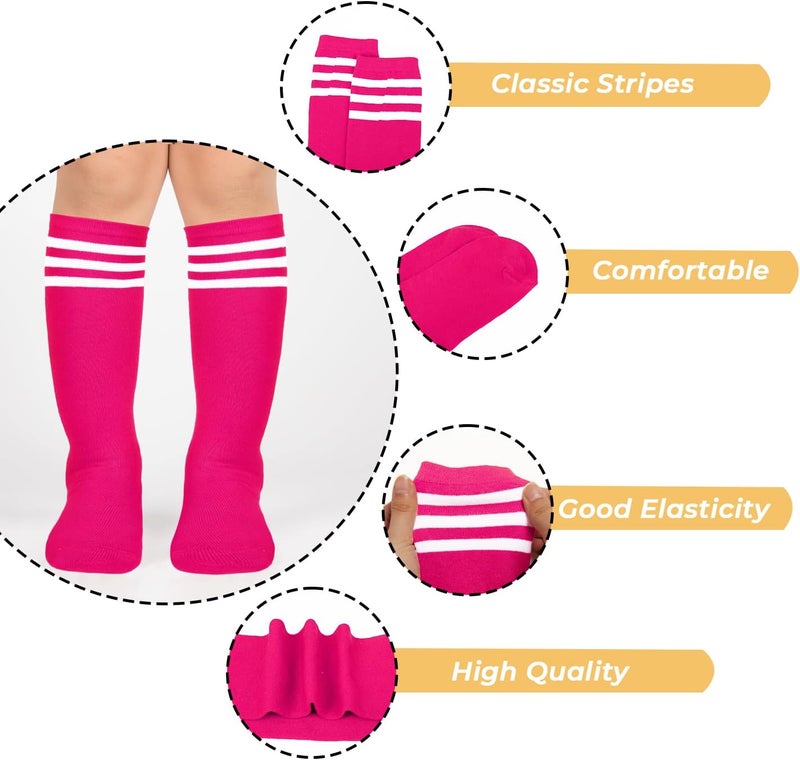Benefeet Sox Kids Soccer Socks Toddler Knee High Tube Long Socks Soft for Girls Three Stripes Youth Cotton Soccer Socks - Image 4